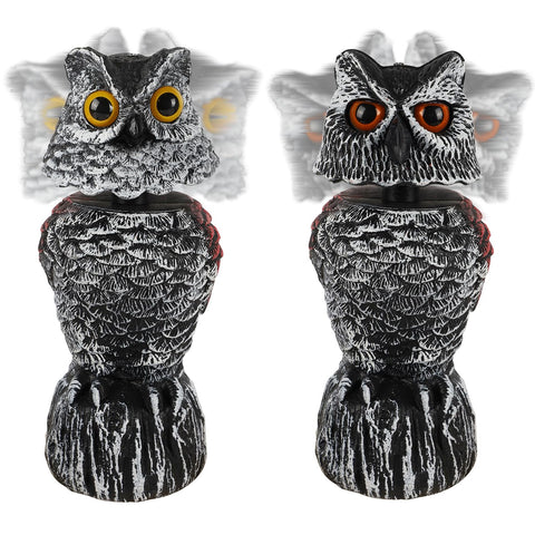 Hausse 2 pack horned owl decoys deter birds in gardens with lifelike sway