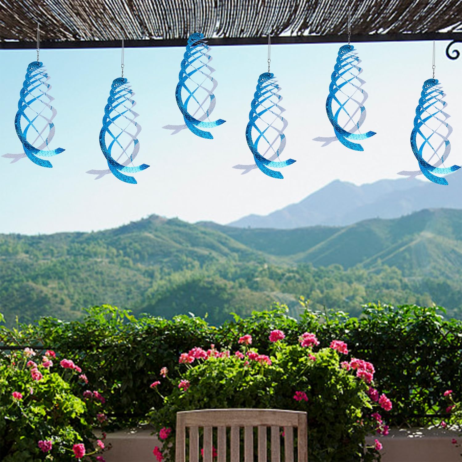 Hausse 6-pack reflective spinners move in wind to deter birds.