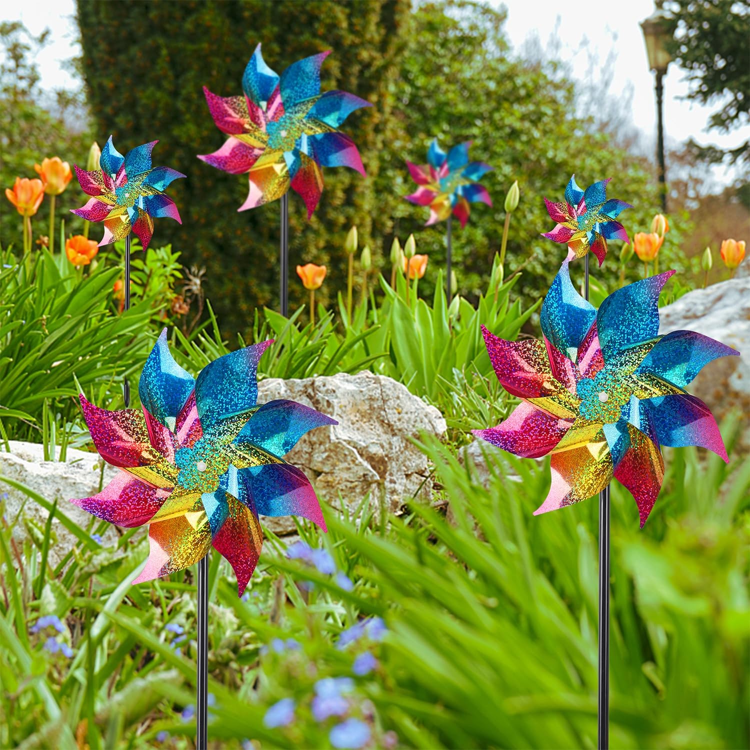Hausse bird deterrent pinwheel helps protect crops with bright motion.