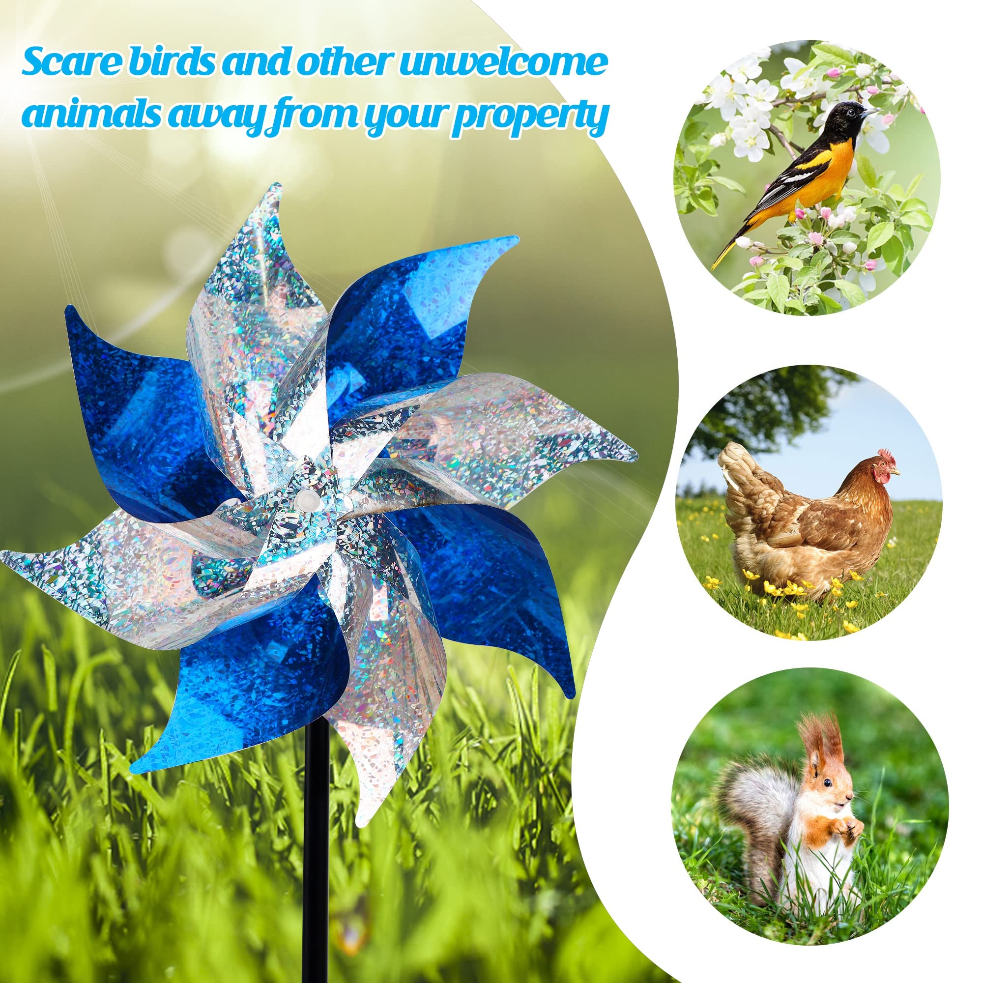 Hausse bird-deterrent pinwheels protect crops in farms and orchards