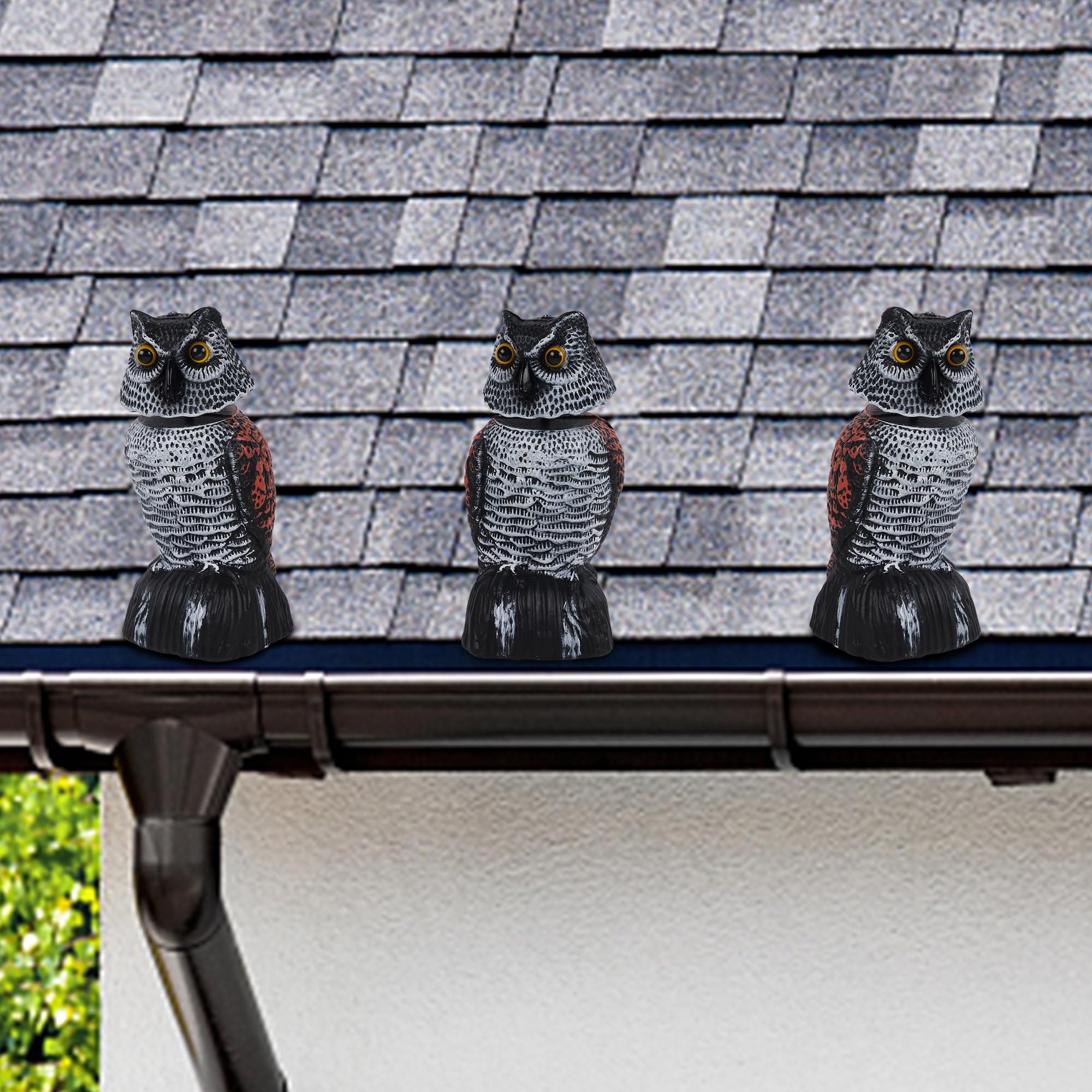 Hausse mini owl sculpture blends decoration with deterrence in outdoor spaces.