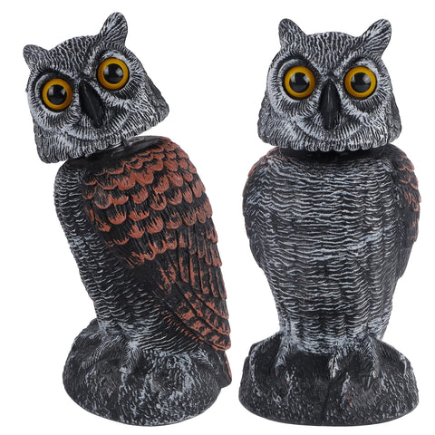 Hausse fake owl decoy with rotating head for outdoor bird deterrence.