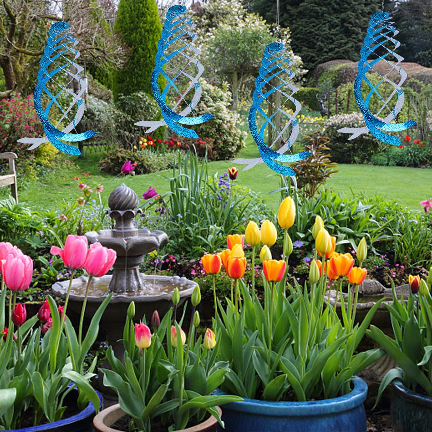 Hausse garden decor doubles as bird deterrent for orchards.