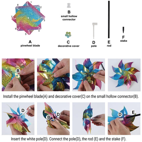 Hausse garden pinwheel with reflective surface catches sunlight to attract attention.