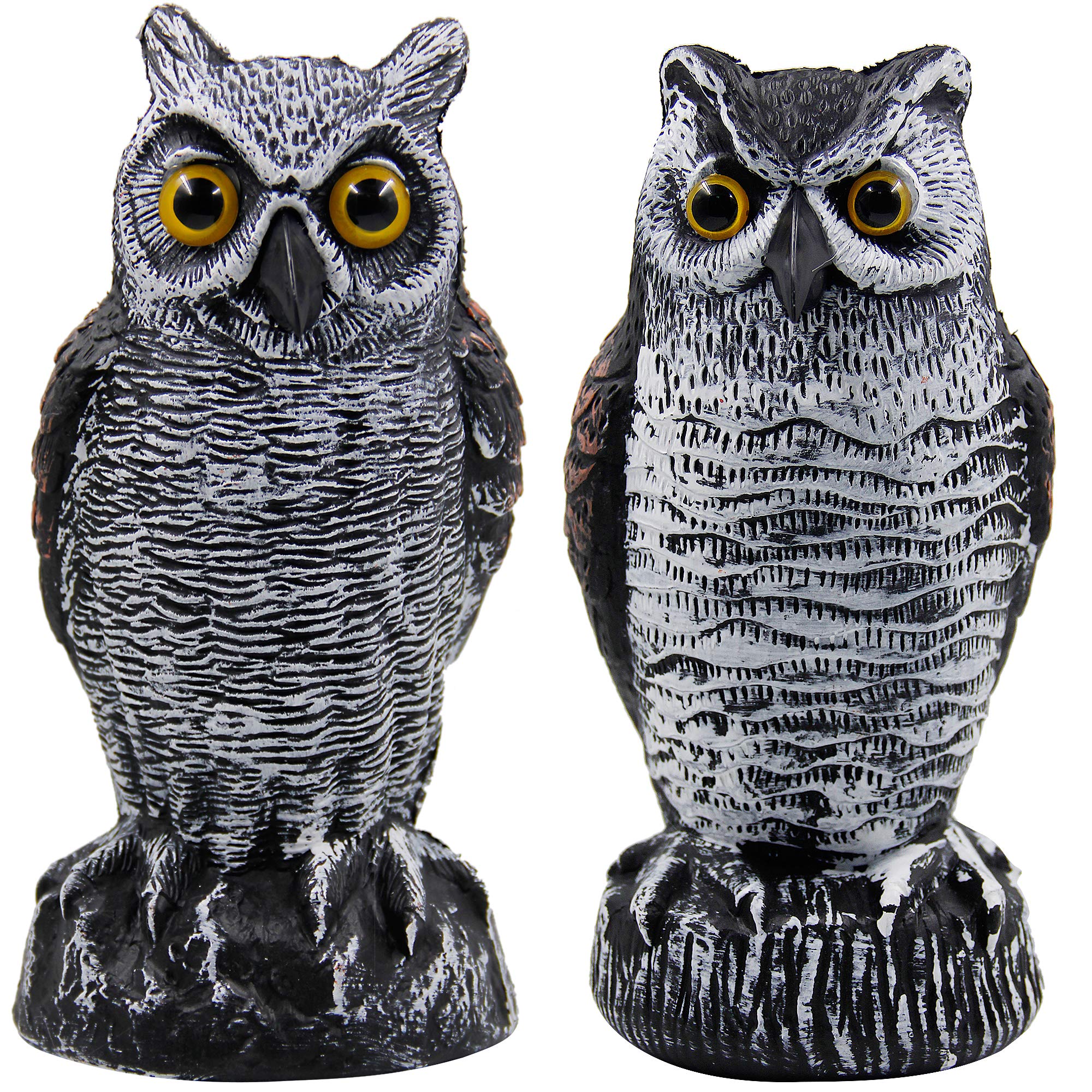 Hausse horned owl decoy stands 10.5 inches to deter birds in outdoor spaces.