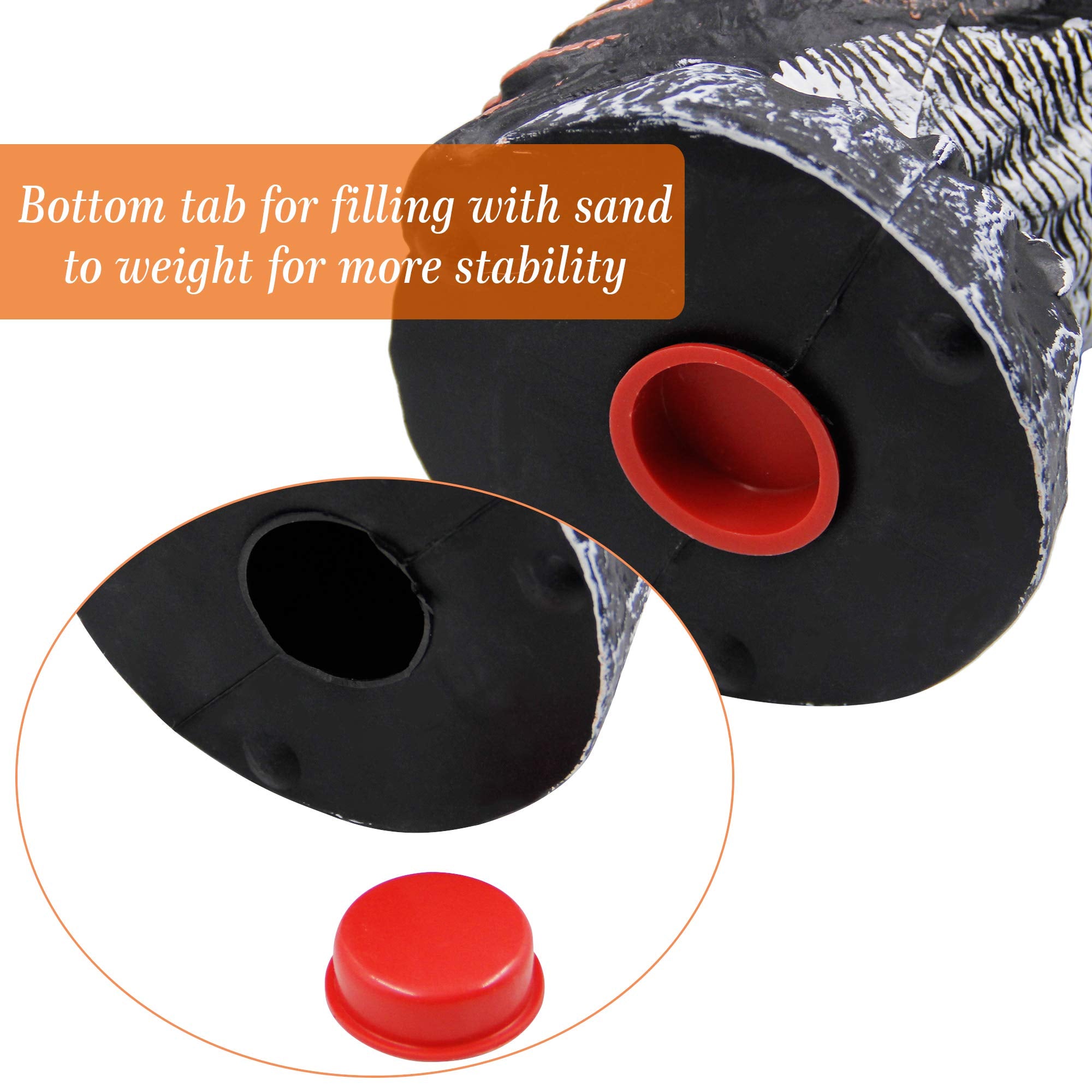 Hollow bottom enables easy stake or pole mounting for Hausse owl decoy.