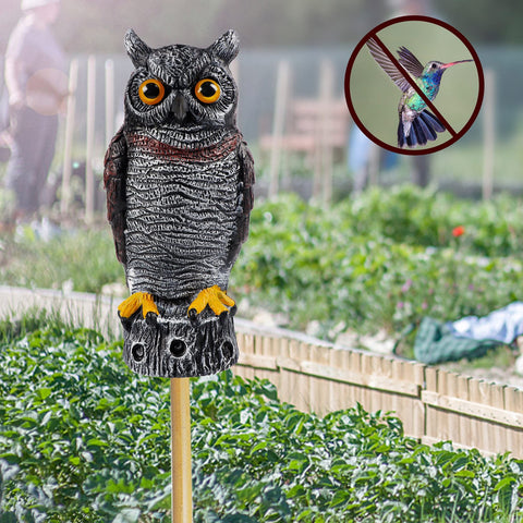 Hausse horned owl decoy with weighted base for wind stability.