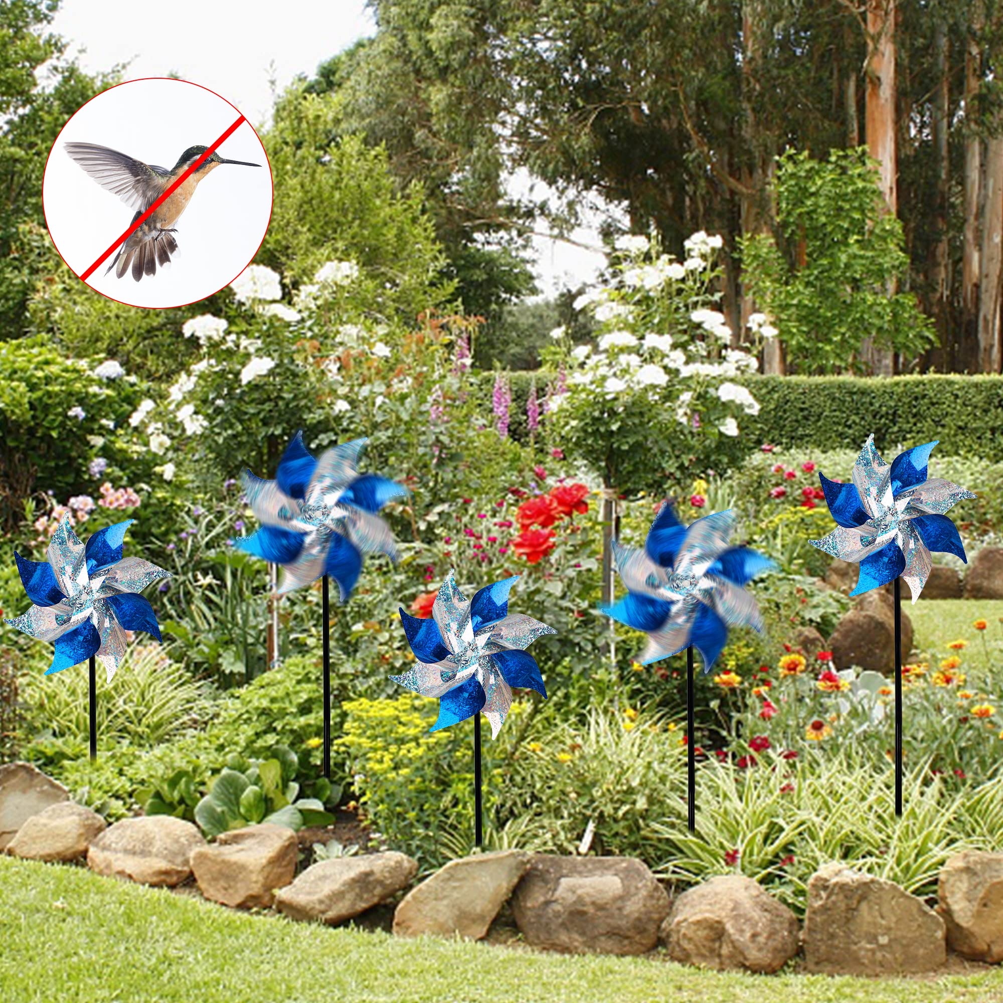 Hausse pinwheels use non-toxic materials and reflective surfaces to deter birds