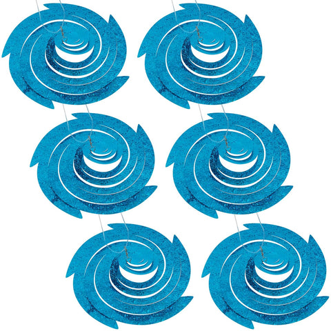 Hausse blue-silver spiral reflectors brighten sun and deter birds.