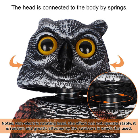 Hausse owl sculpture with realistic feathers adds decorative yet functional deterrent.