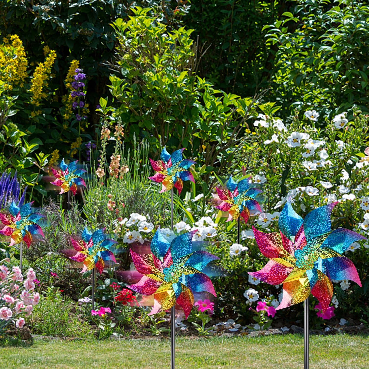 Hausse pinwheels provide lively color and motion in farm landscapes.