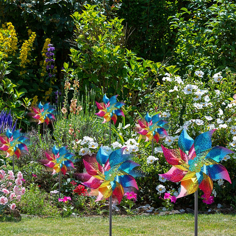 Hausse pinwheels provide lively color and motion in farm landscapes.