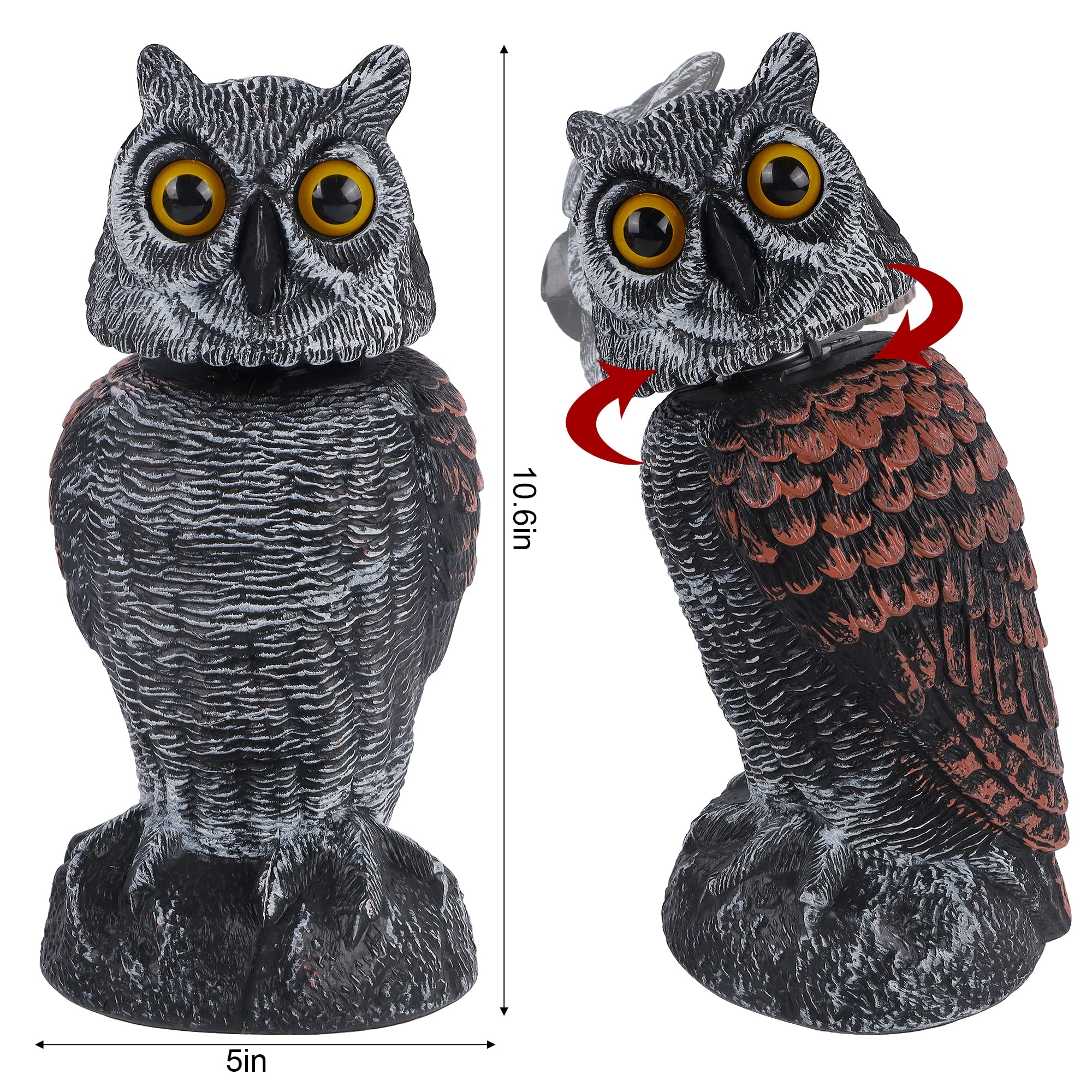 Hausse rotating-head owl sculpture moves with wind to deter birds.