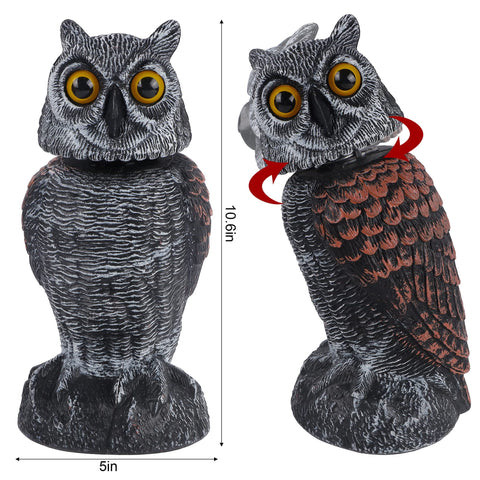 Hausse rotating-head owl sculpture moves with wind to deter birds.