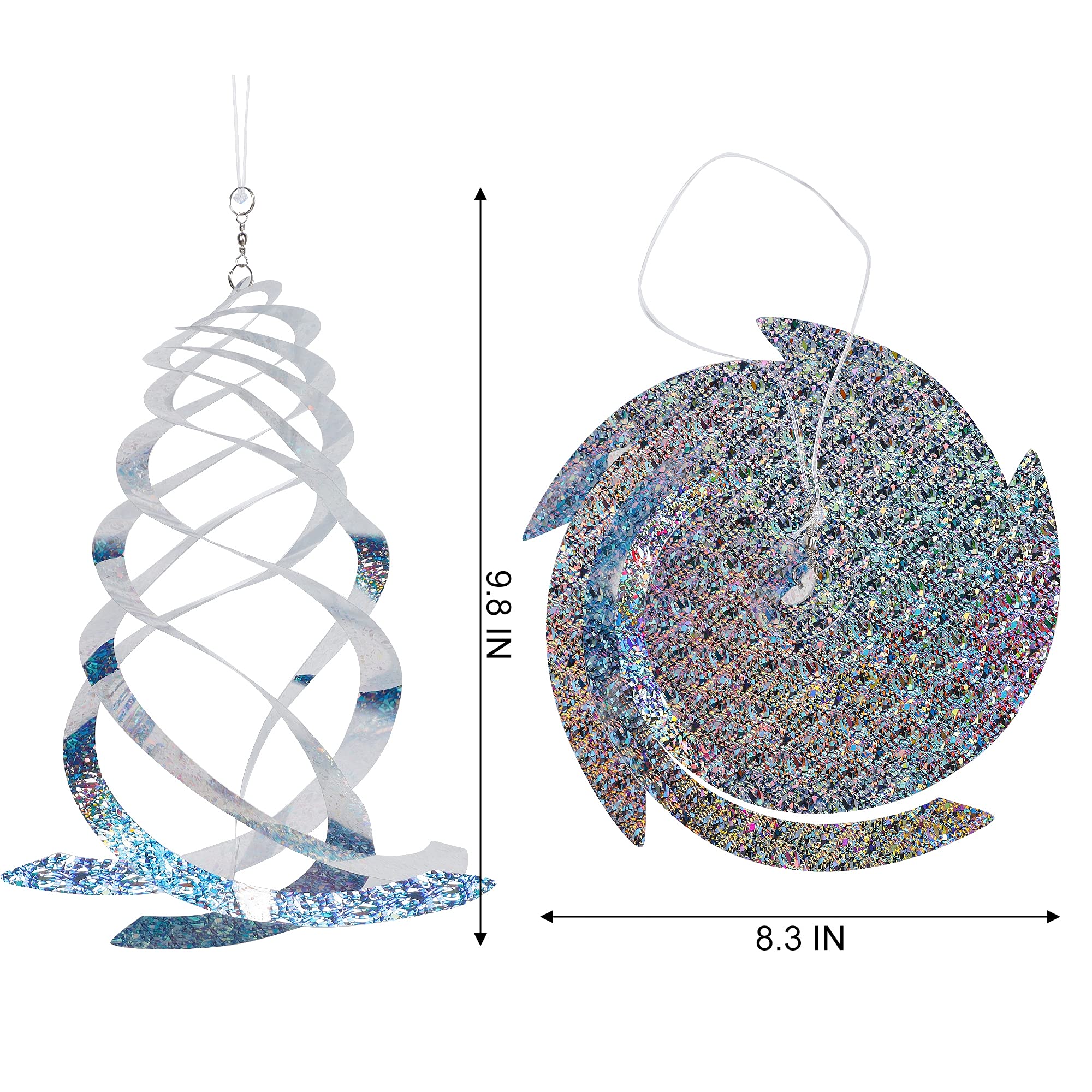 Hausse silver mylar spinner close-up highlights reflective surface to deter birds from long range