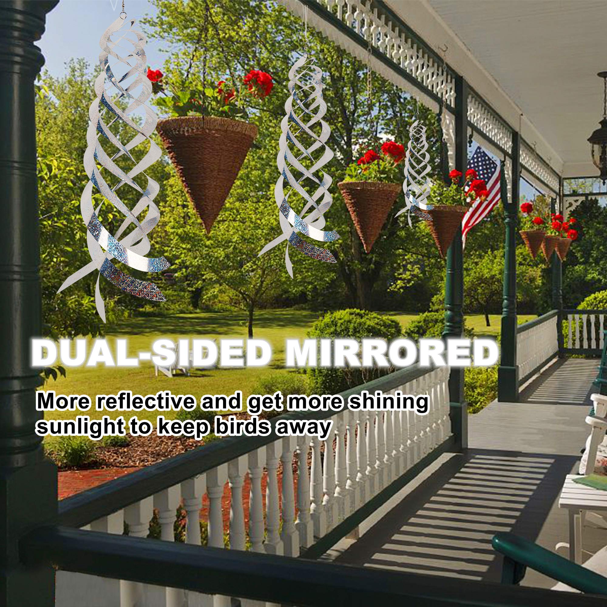 Hausse Silver Mylar Spiral Spinner 3-pack reflects bright light to guide birds away