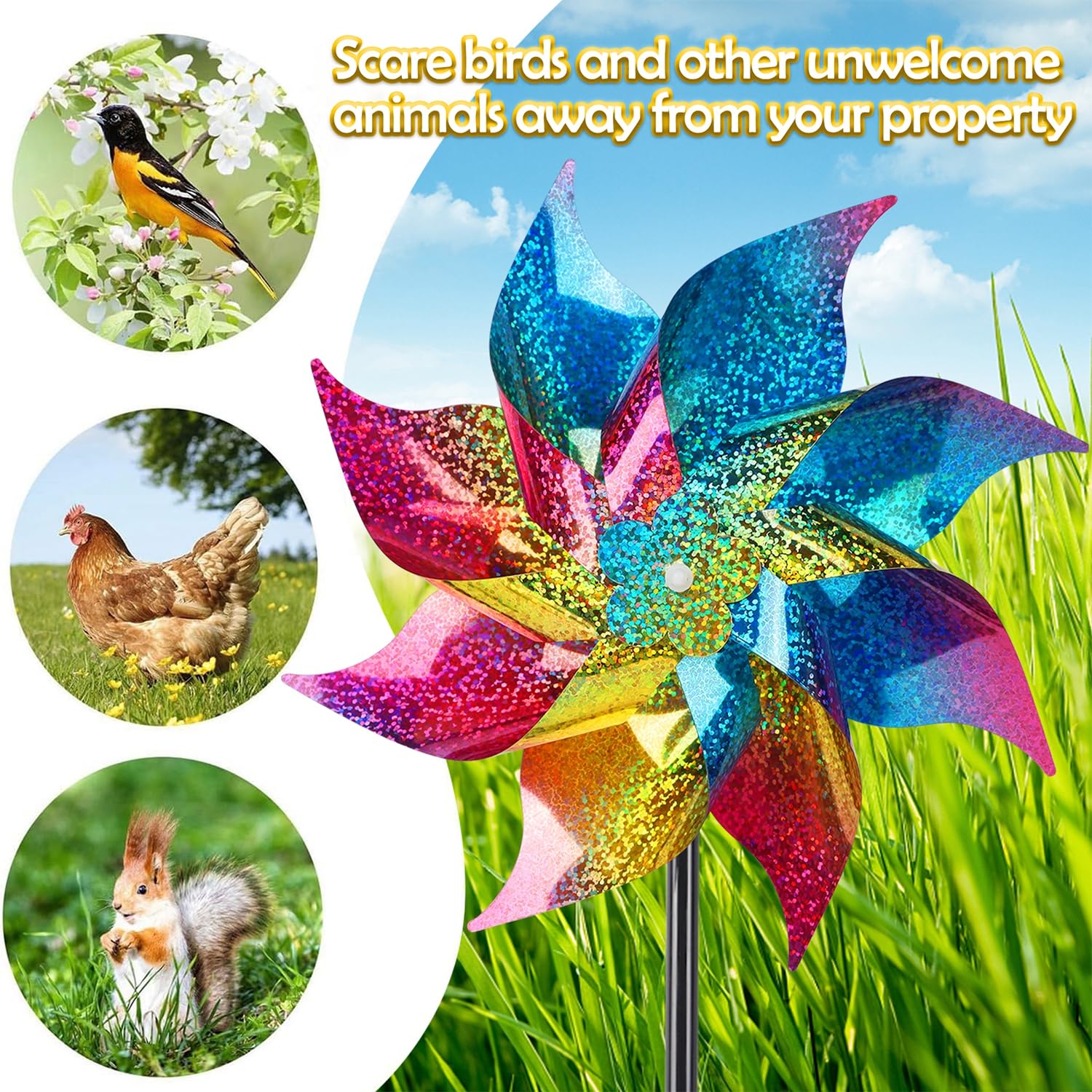 Hausse sparkly pinwheel spins in breeze, enhancing yard motion and color.