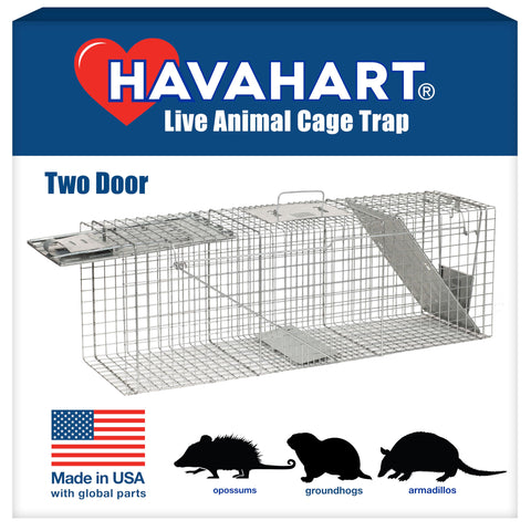 HAVAHART 1045SR front view of the two-door humane trap for larger animals.