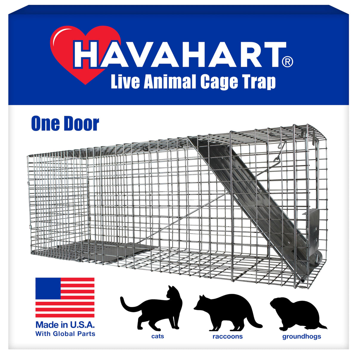 HAVAHART 1079SR front view shows a sturdy, ready-to-use live trap.