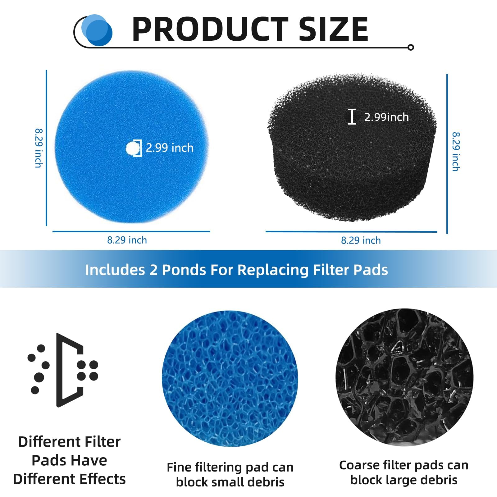 HAVANSIDY fine filter pad for ponds traps tiny particles for sparkling water