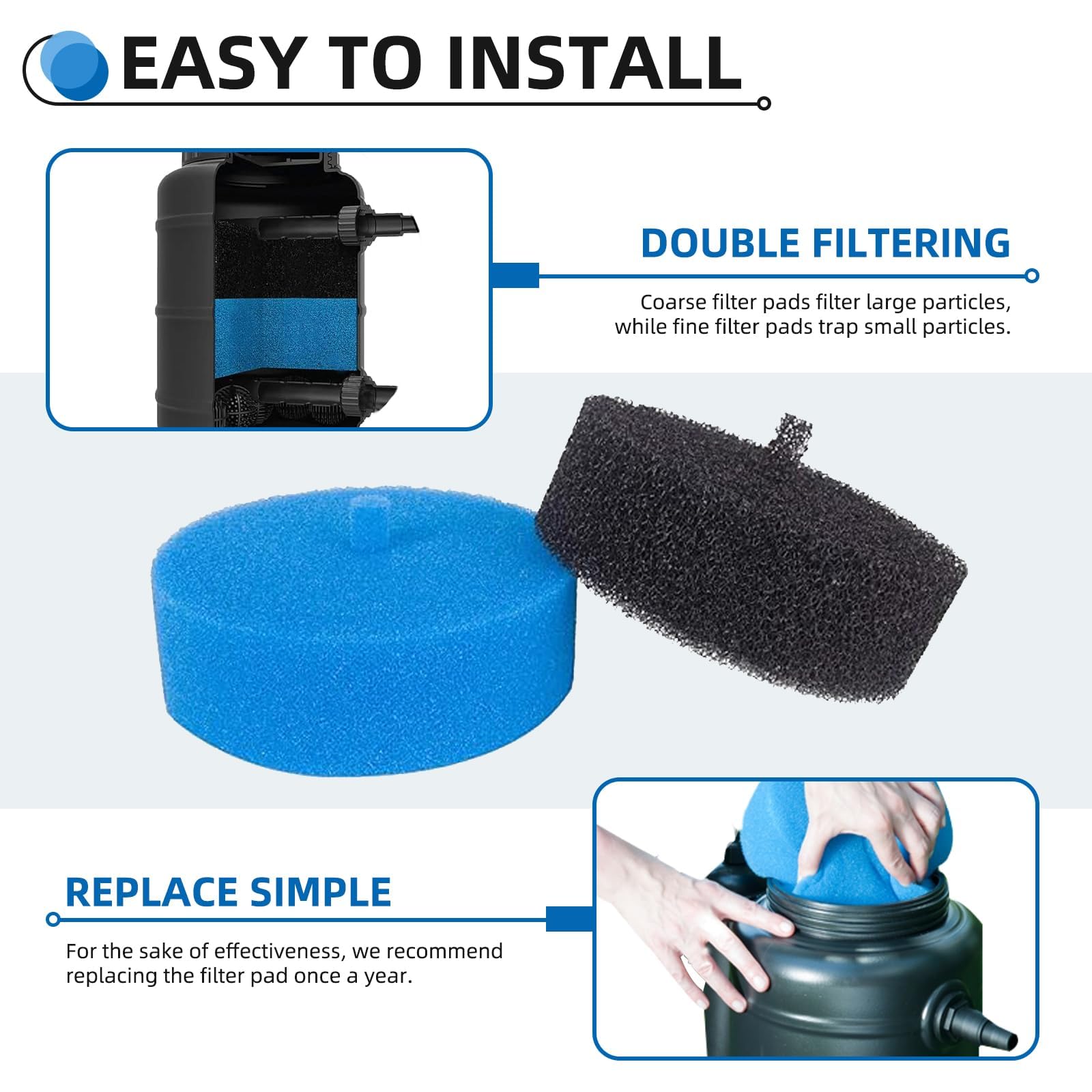 HAVANSIDY pond filter pads for pre-filter boxes compatible with multiple setups