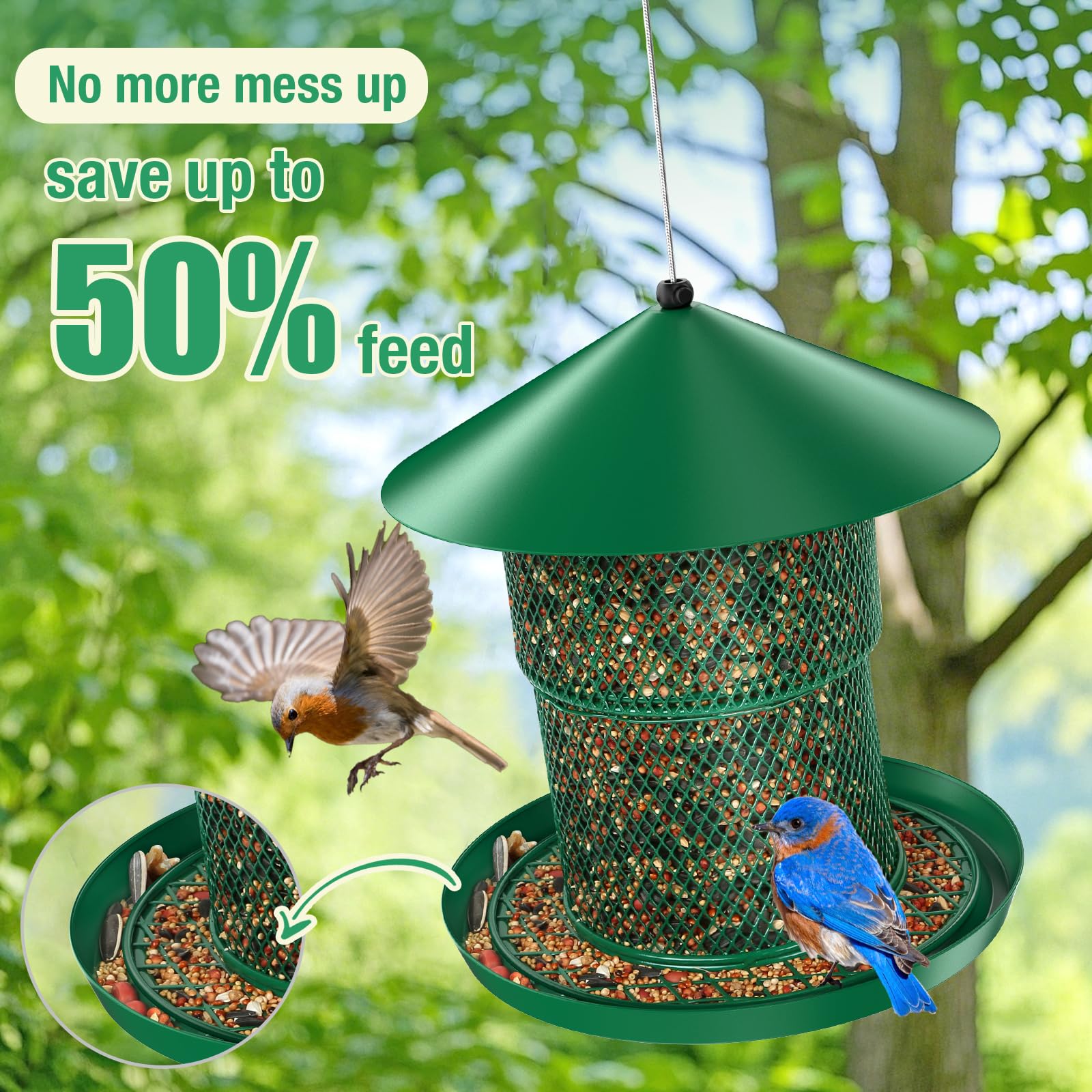 HAVENATURE bird feeder catch tray keeps seed from spilling and ground clean