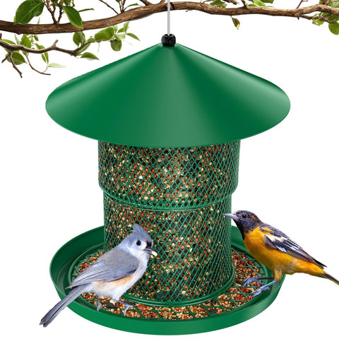 HAVENATURE outdoor hanging bird feeder shows tidy feeding with no ground mess