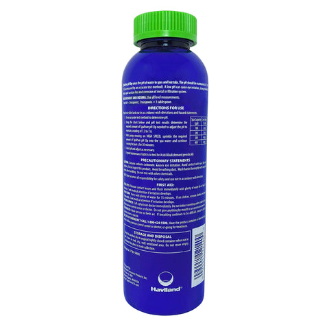 Haviland SpaPure pH Up dosing guide demonstrates simple 1 oz per 500 gallons instructions
