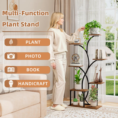 HAVLOTII corner stand blends metal and wood for stylish display.