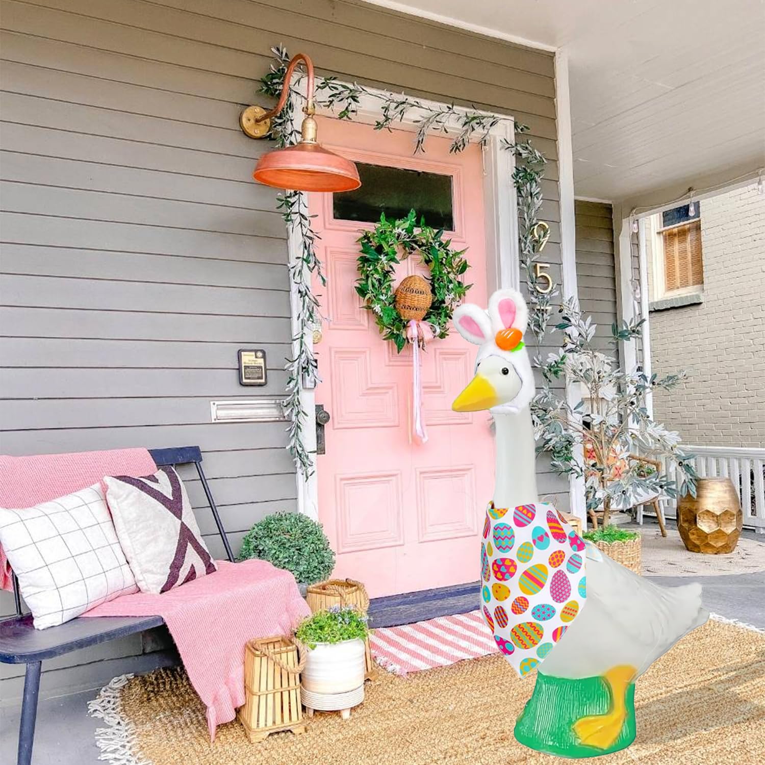 HaWeier soft plush bunny-hood costume makes dressing quick for outdoor display.