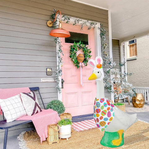 HaWeier soft plush bunny-hood costume makes dressing quick for outdoor display.
