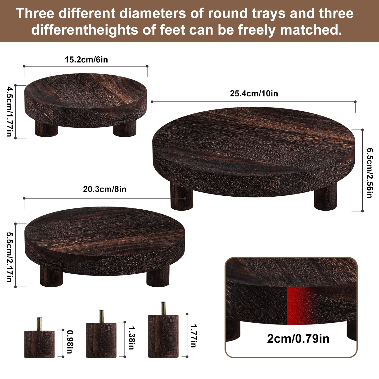 HAWHUV round wood plant stand, 8in diameter, 0.98in height suits compact shelves.