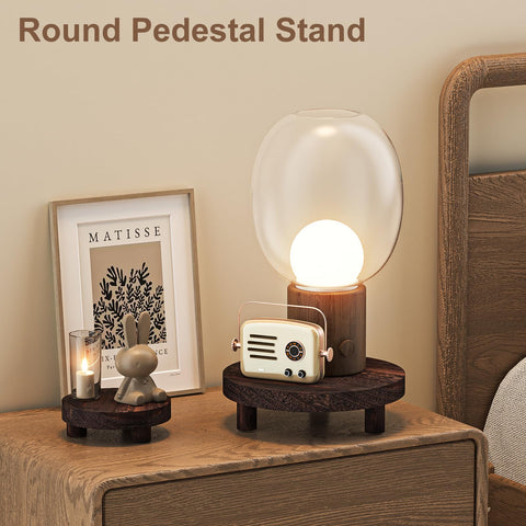 HAWHUV round wood plant stand, 8in diameter, 1.77in height creates layered display.