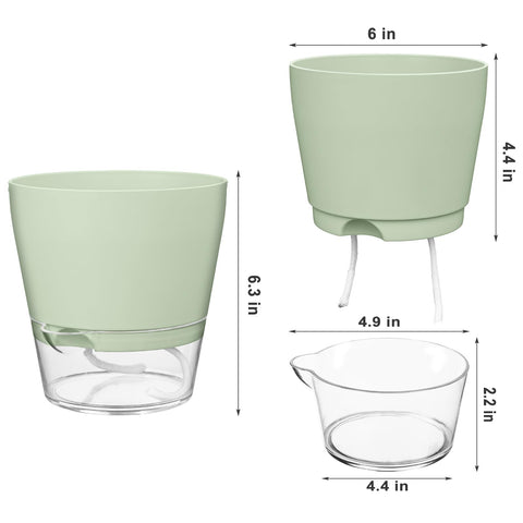 Hayder self-watering pot green 6inch highlights easy moisture management for busy homes.