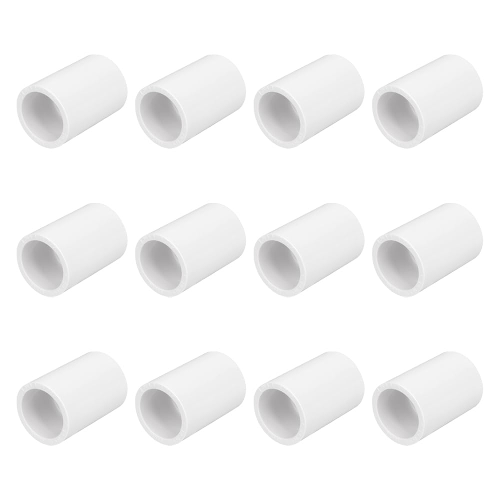 HayEastdor 12-pack PVC coupling connectors for 1/2 inch pipes ideal for irrigation projects.