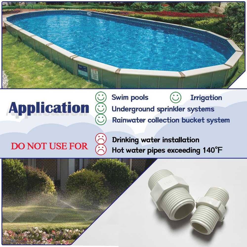 Pool and rainwater system connections using HayEastdor adapters.