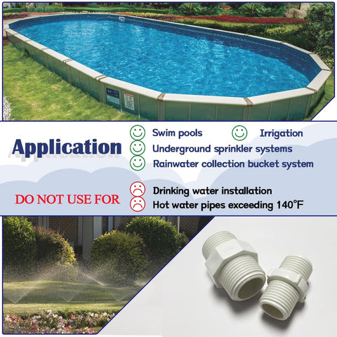 Pool and rainwater system connections using HayEastdor adapters.