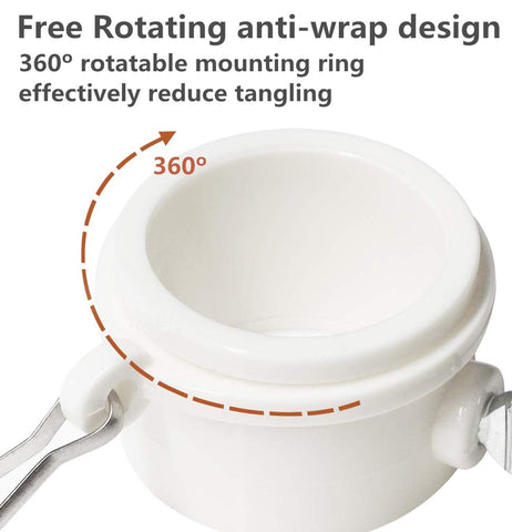 Hayodo rotating flapole clip white shown on a flagpole for 360-degree movement