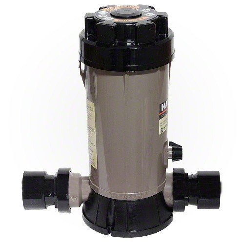 Hayward CL2002S in-line chemical feeder installation showing simple replacement in a pool system
