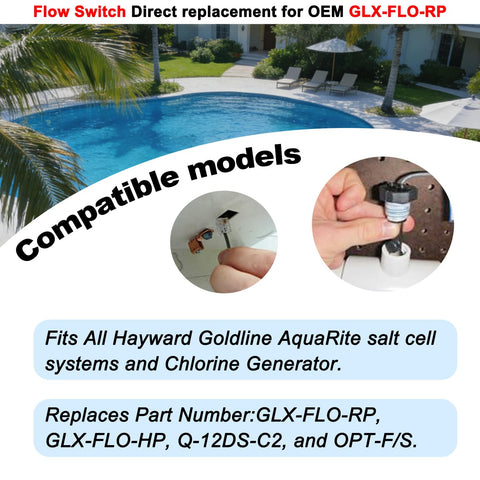 Hayward flow switch with 15-foot cable assembly for easy, flexible installation near the control box.