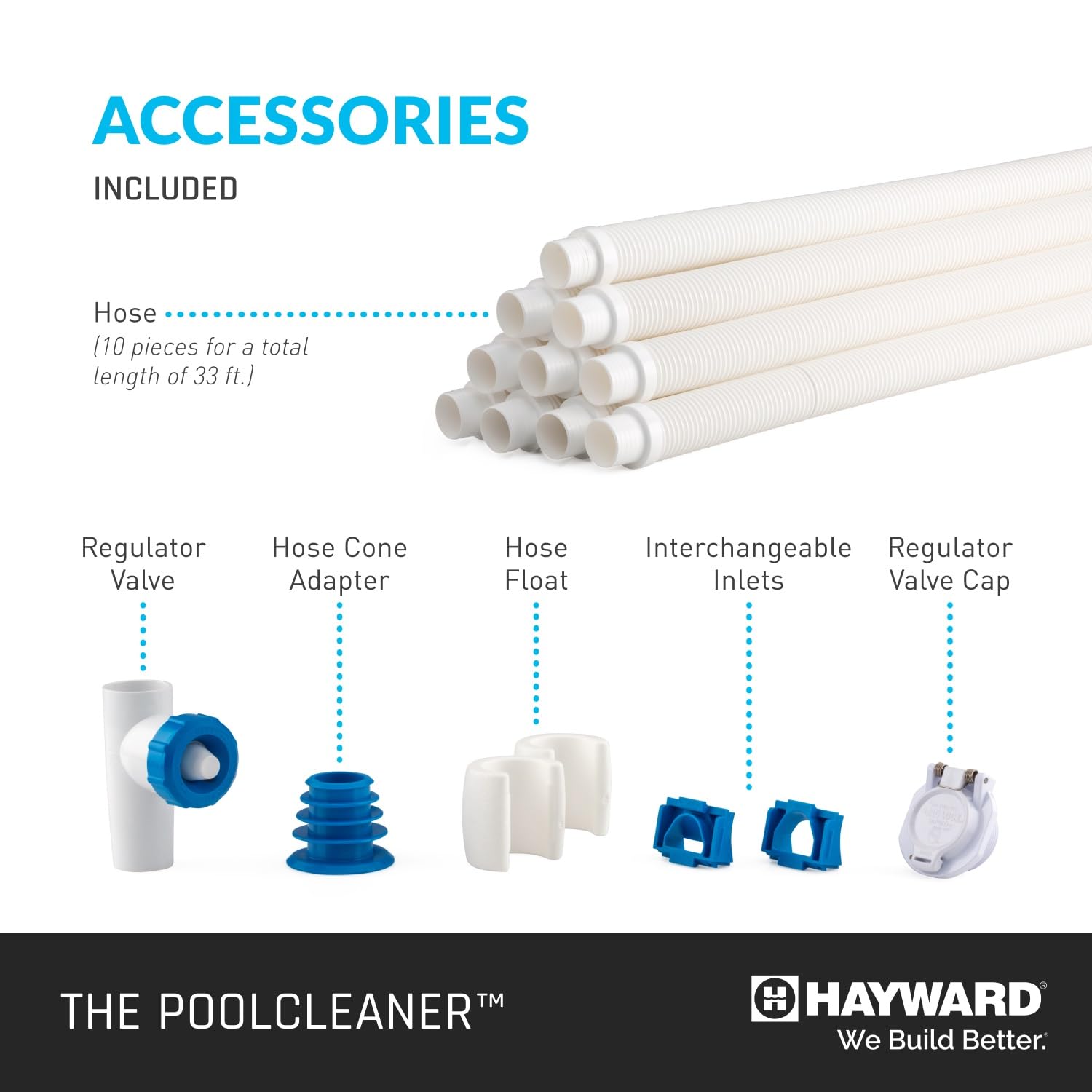 Hayward Poolvergnuegen tire treads enhance climbing and obstacle navigation for cleaner pools.