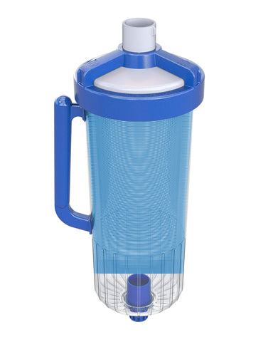 Hayward W530 leaf canister with mesh bag trapping debris before the filter.