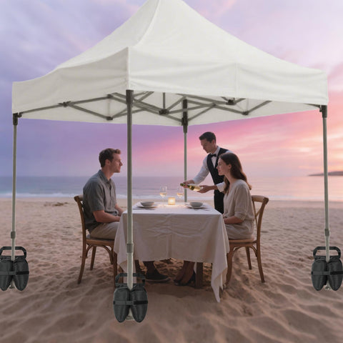 HAZBEN all-weather tent weights support backyard parties, camping trips, and beach days