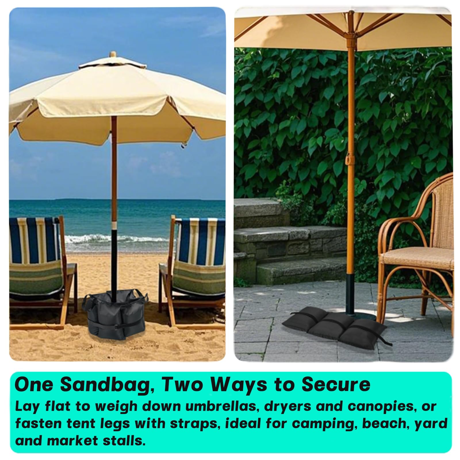 HAZBEN canopy weights with adjustable straps install quickly for stable beach umbrellas