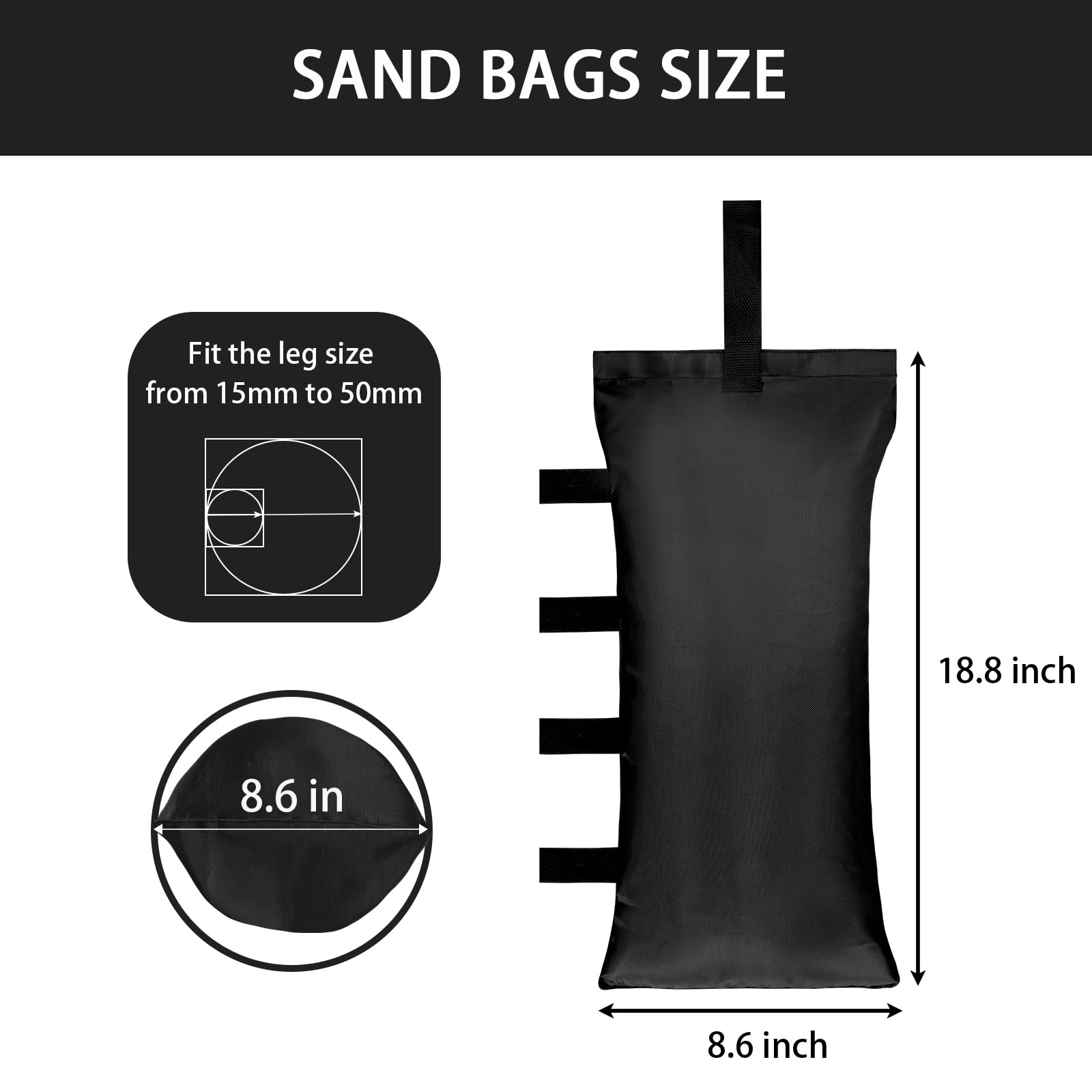 HAZBEN tent weights with strong hook and loop attachment for quick setup