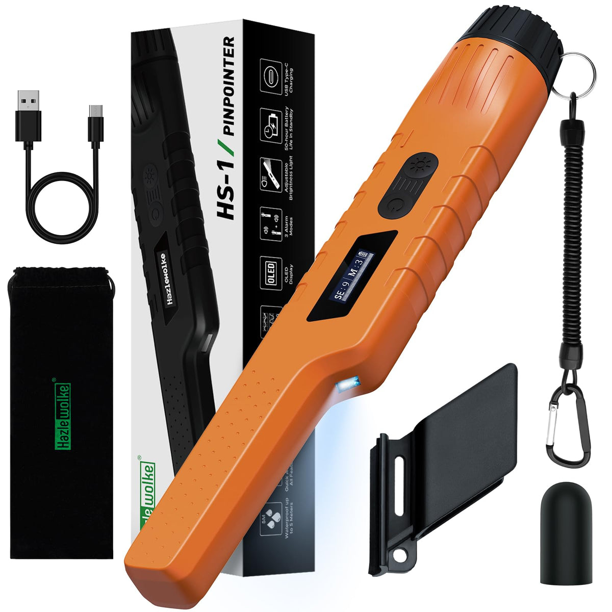 Hazlewolke rechargeable pinpointer handheld for precise locating during treasure hunts
