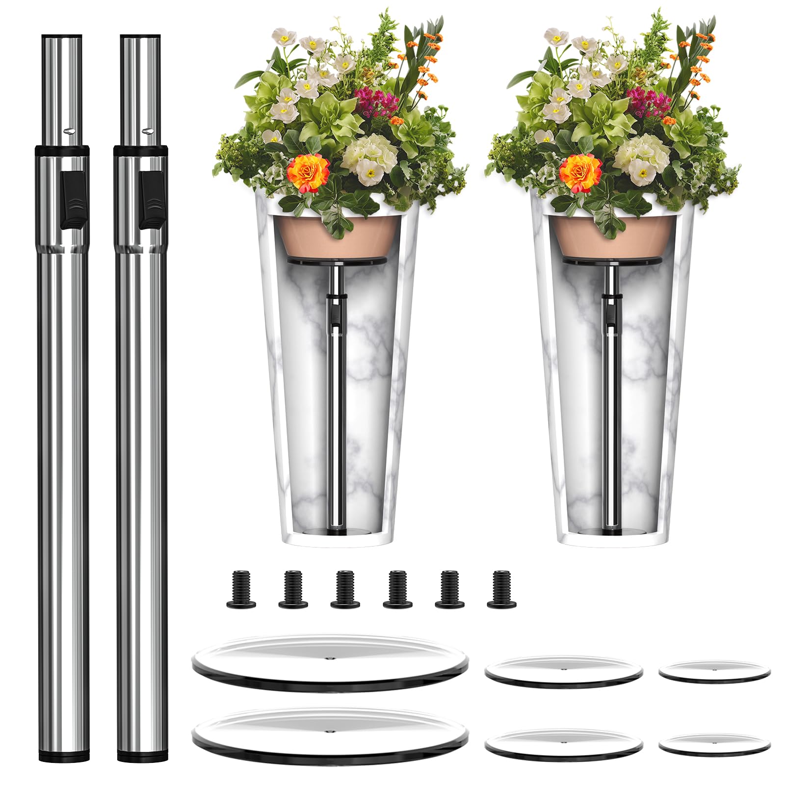 Hazztoll adjustable plant risers 11-17 inch base inside decorative pot improves drainage