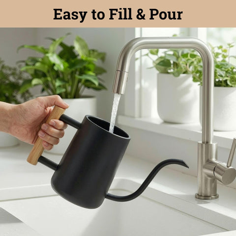 HB Design Co gooseneck spout enables targeted watering around delicate plants