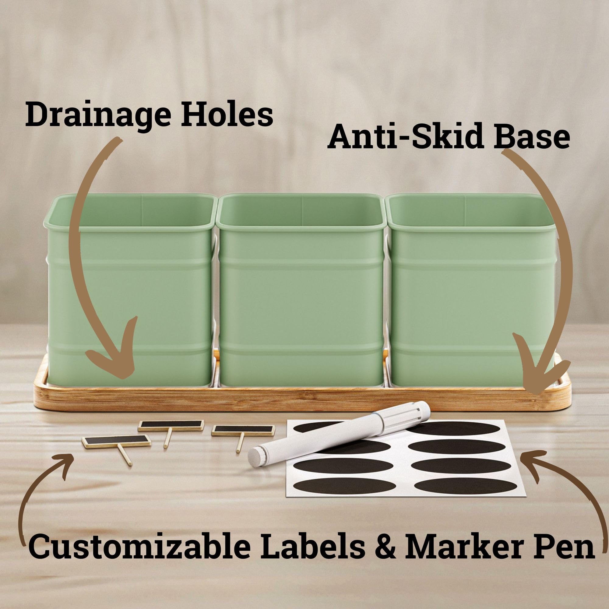 HB Design Co herb planter showing drainage holes to support healthy indoor herbs