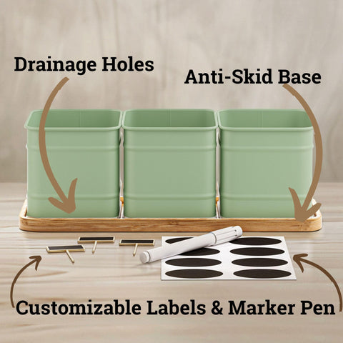 HB Design Co herb planter showing drainage holes to support healthy indoor herbs